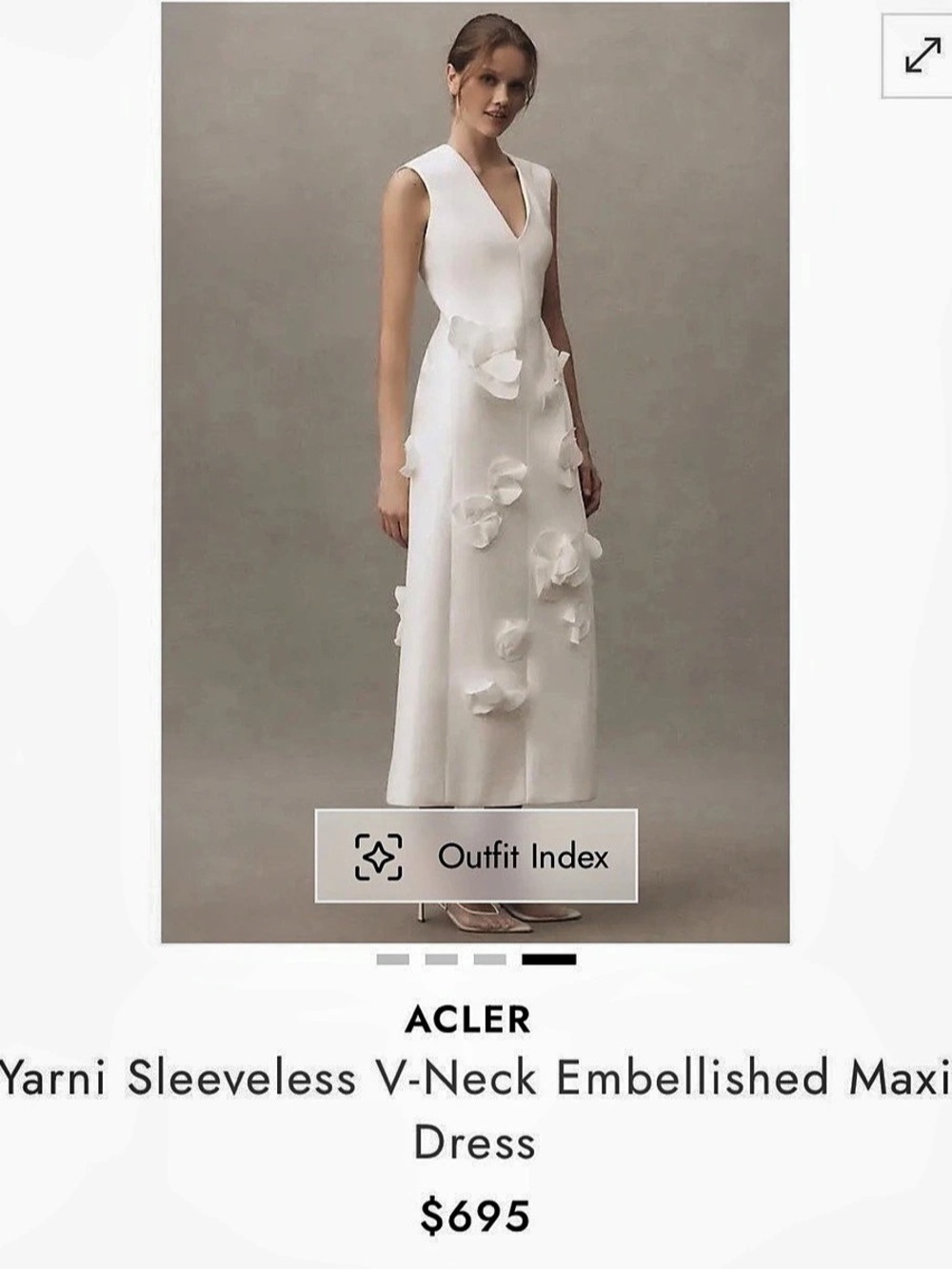Acler Yarni Sleeveless V-Neck Embellished Maxi Dress White Size 2